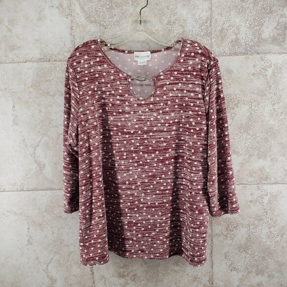 Burgundy Chain Keyhole Knit Pullover 3/ 4 Sleeve Shirt Size XL Rebecca Malone - Picture 1 of 4